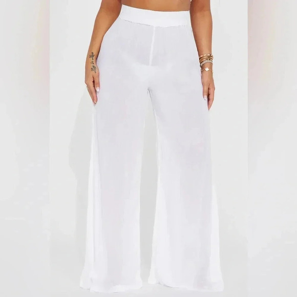 Fashion Nova Breezy Nights Linen Swim Cover Up Pants Womens Sz 2x NWT - Picture 7 of 7